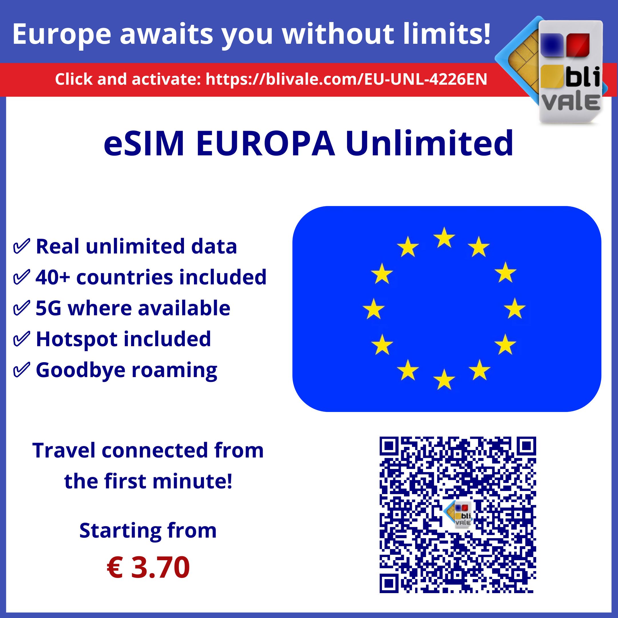 blivale_image_en_eSIM for EUROPA Unlimited 800x800 Europe awaits you without limits!